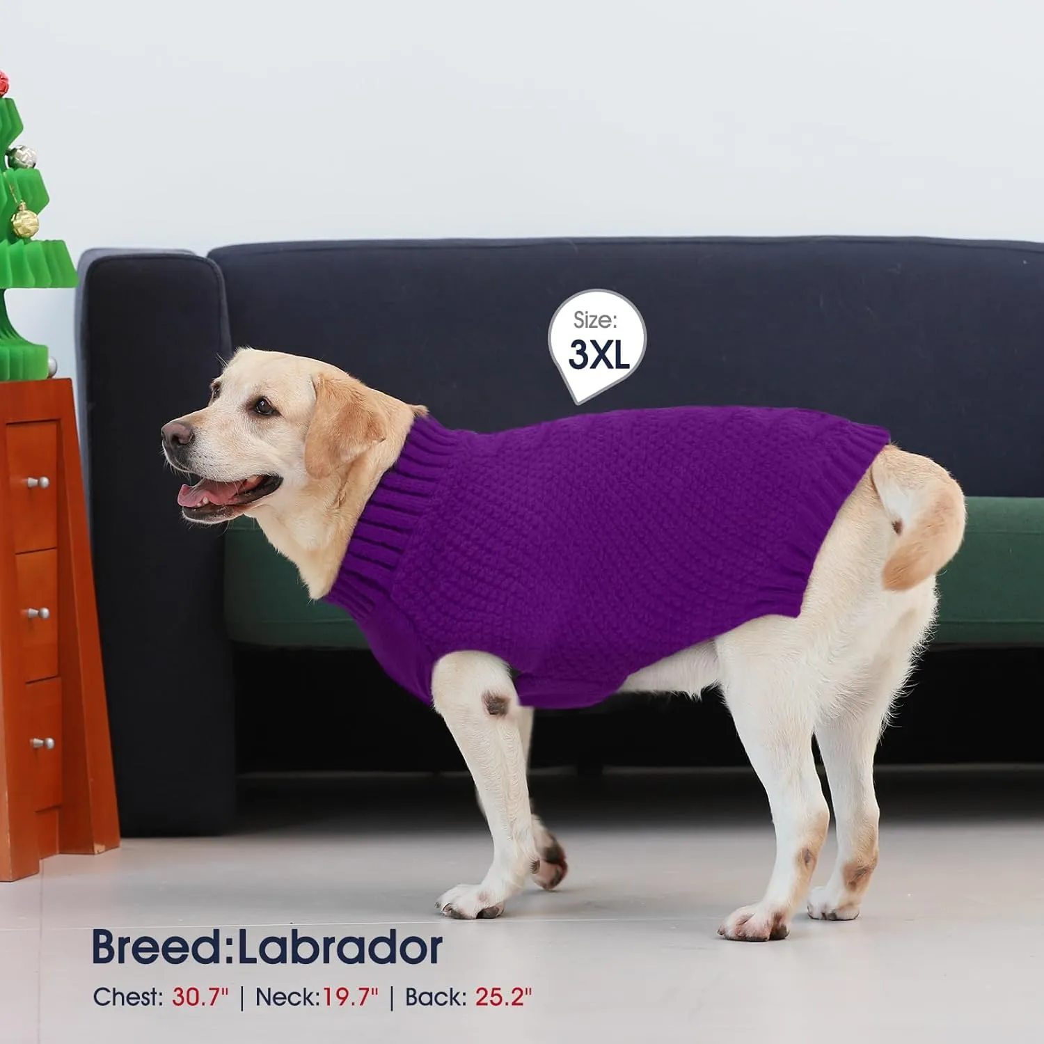 IECOii Dog Sweaters for Large Dogs,XXL Dog Sweater Warm Pullover Vest for Winter,Knitted Dog Sweater Large Size Dog Sweatshirt for Extra Large Dogs boy Girl,Golden Retriever,Pitbull,Purple-2XL