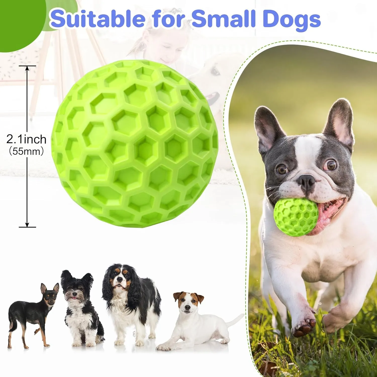Indestructible Squeaky Dog Balls Puppy Toys, Interactive Dog Toys for Small Dogs, Puppy Chew Toys for Teething and Relax, Dog Chew Toy Balls Small Dog Toys for Small Breed, Outdoor Dog Toys