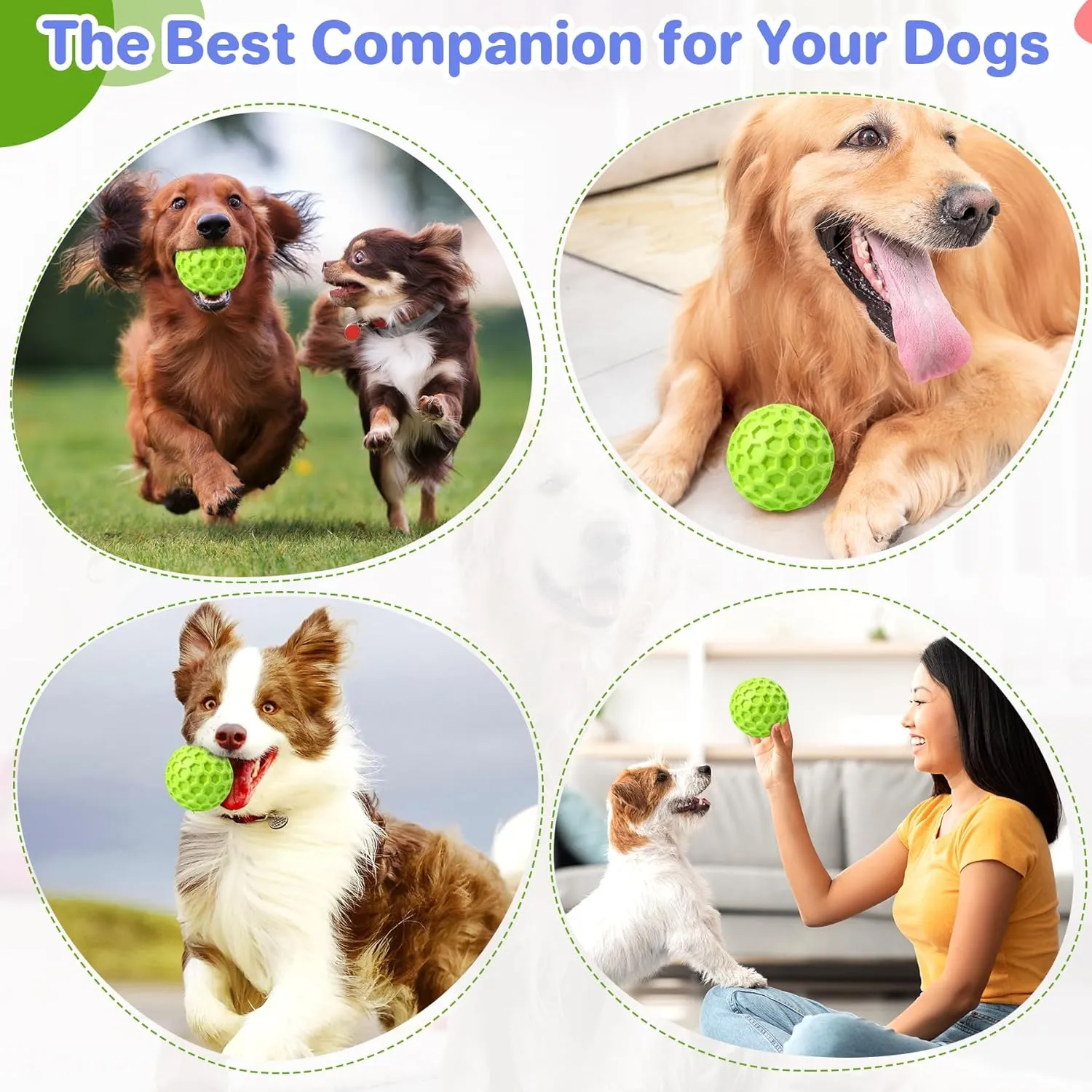 Indestructible Squeaky Dog Balls Puppy Toys, Interactive Dog Toys for Small Dogs, Puppy Chew Toys for Teething and Relax, Dog Chew Toy Balls Small Dog Toys for Small Breed, Outdoor Dog Toys