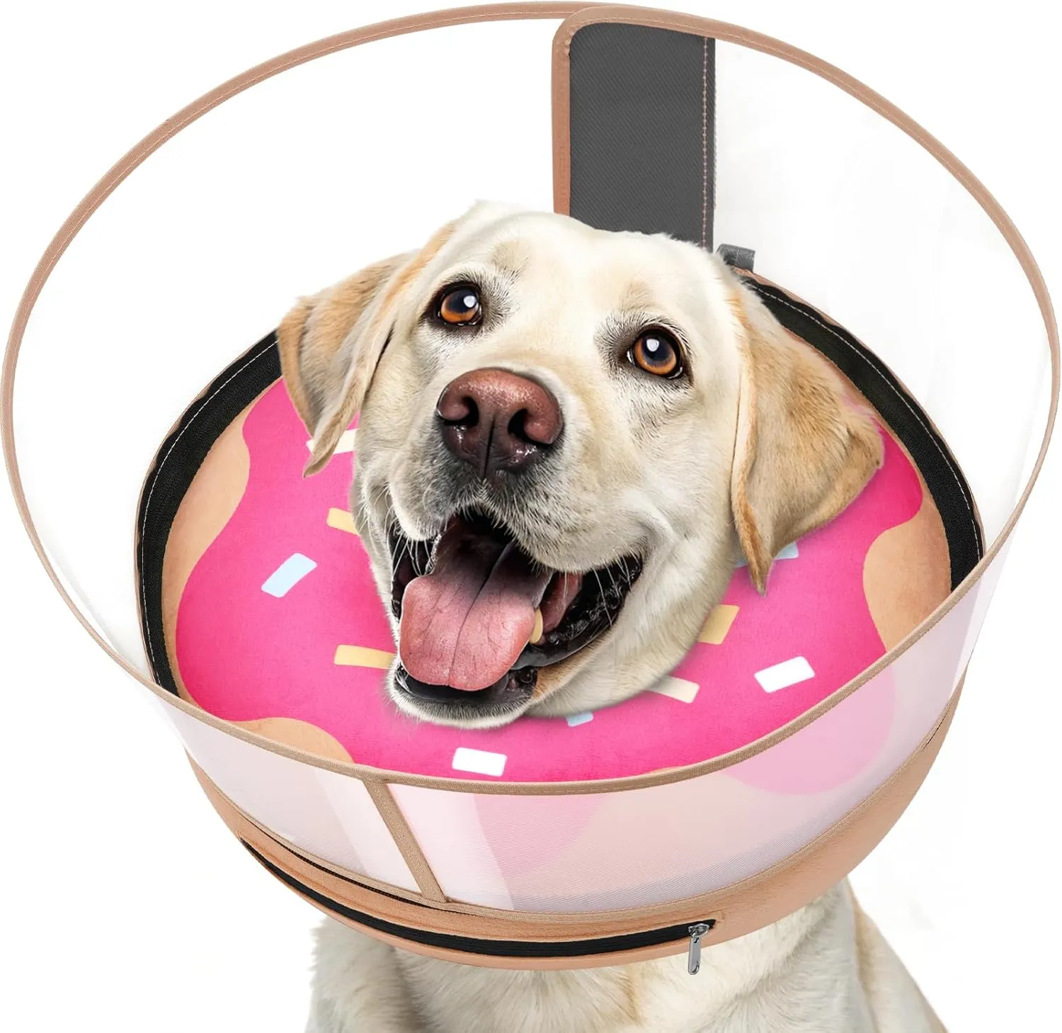 Inflatable Dog Cone with Transparent Shield, Protective Dog Donut Collar After Surgery to Stop Licking, Soft Donut Cone for Medium Plus Pets, Adjustable Recovery Collar with Buckle Visibility
