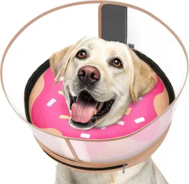 Inflatable Dog Cone with Transparent Shield, Protective Dog Donut Collar After Surgery to Stop Licking, Soft Donut Cone for Medium Plus Pets, Adjustable Recovery Collar with Buckle Visibility