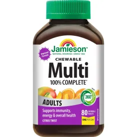 Jamieson Chewable 100% Complete Chewable Multivitamin for Adults, 60 Chewable Tablets
