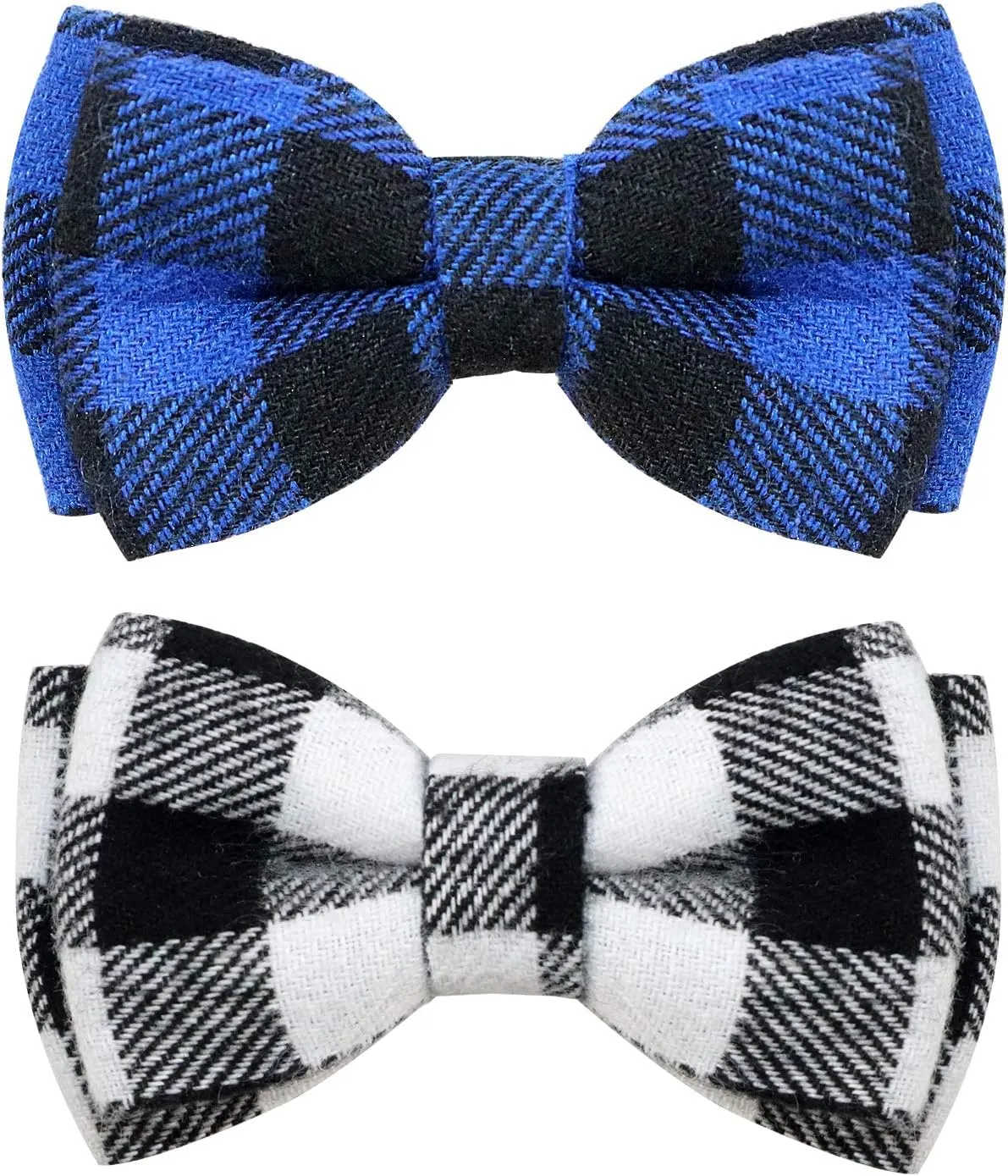 Joytale Upgraded Cat Collar with Bells, Breakaway Cat Collars with Bow Tie, 2 Pack Girl Boy Safety Plaid Kitten Collars, Black Blue
