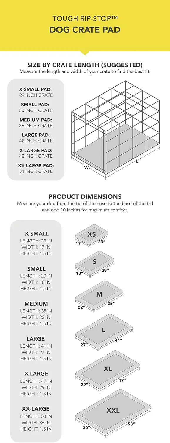 K9 Ballistics Tough Ripstop Dog Crate Pad - Durable & Machine Washable with Non-Skid Bottom and 120-Day Warranty, Fits 24" Wire Crates - X-Small, Obsidian Black