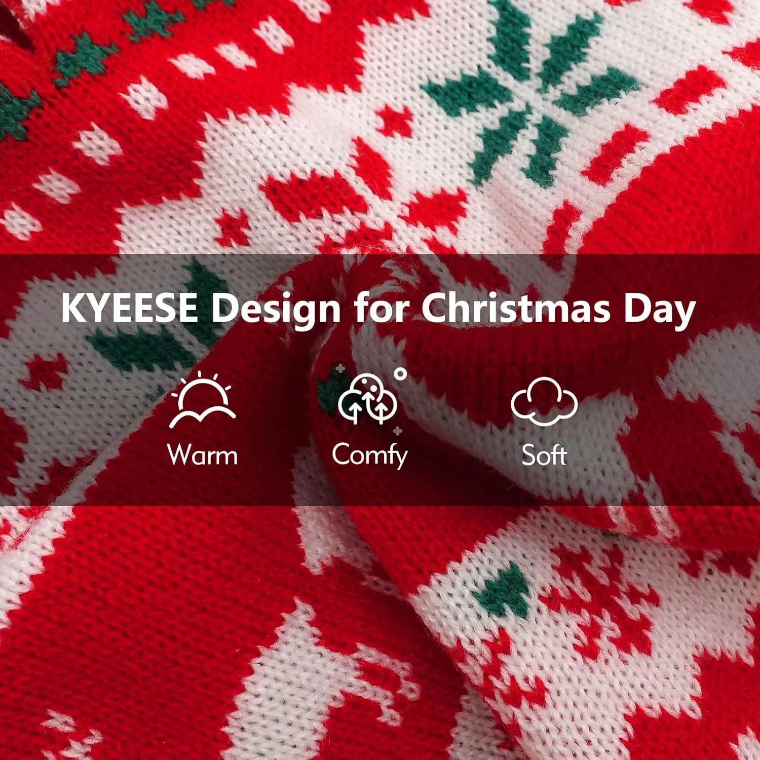 KYEESE Christmas Dog Sweater for Small Dogs - Snowflake Reindeer Design with Leash Hole - Warm Ugly Holiday Outfit, S