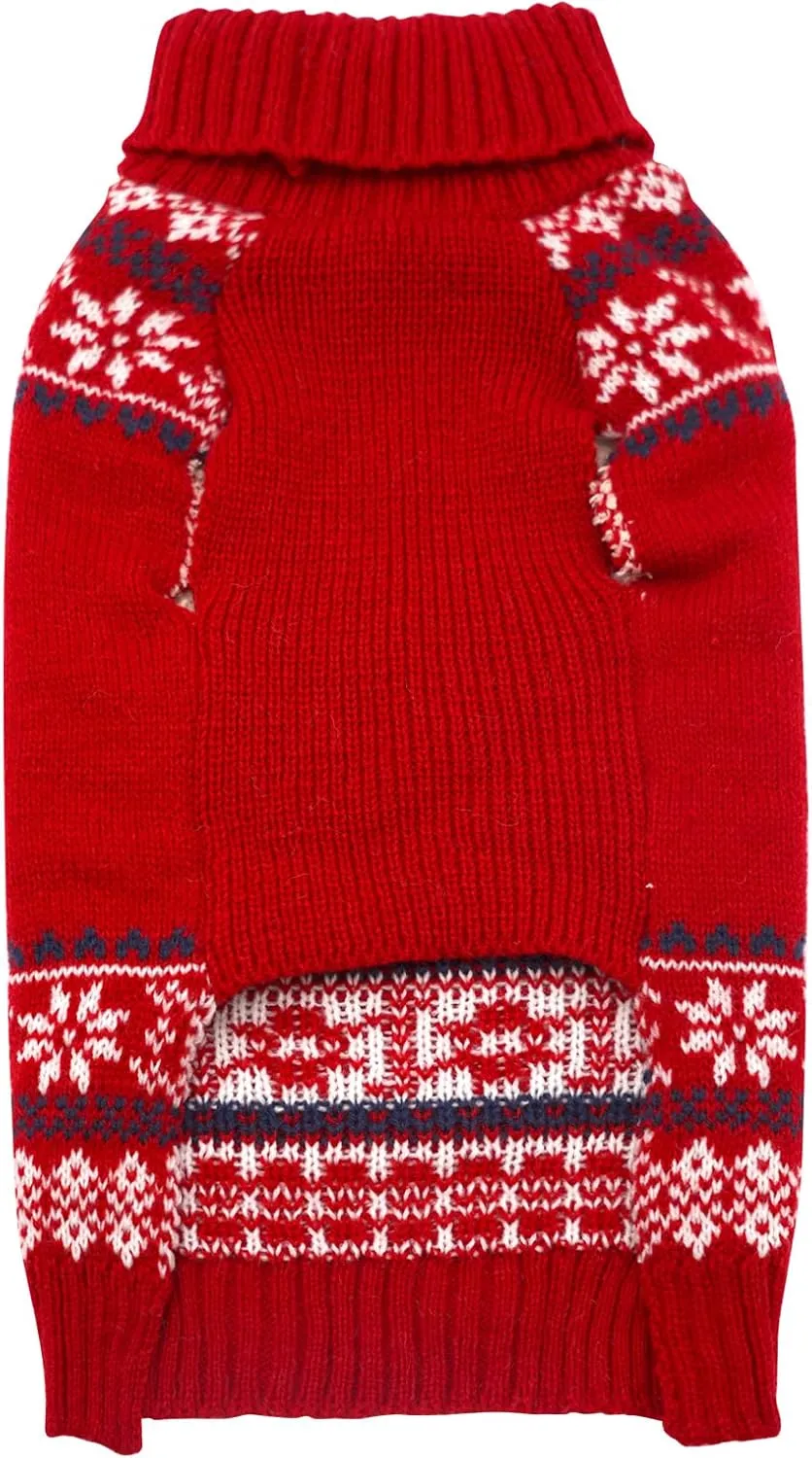 KYEESE Christmas Dog Sweater for Small Dogs - Turtleneck Reindeer Knitwear With Leash Hole - Holiday Outfit for Puppies and Cats, Reindeer, S