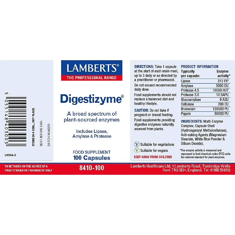 Lamberts Digestizyme 100 Capsules