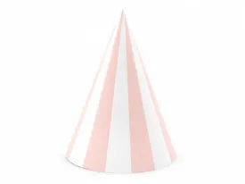Light Pink Striped Birthday Party Hats - 6 pack JN23 S9207