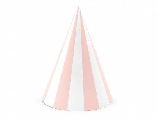 Light Pink Striped Birthday Party Hats - 6 pack JN23 S9207