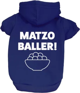Matzo Baller Passover, Jewish Holiday, Funny Dog Hoodie Fleece Lined Pullover Sweatshirt with Leash Hole (Royal Blue, 3X-Large 1227)