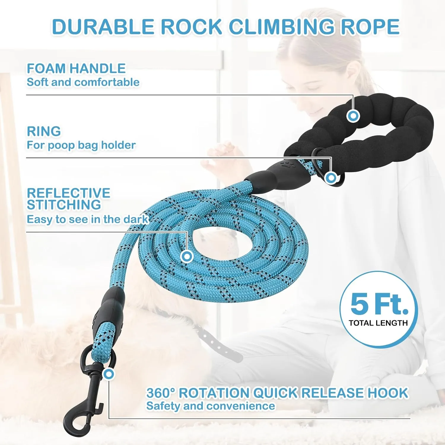 MoNiBloom No Pull Dog Harness w/Leash Set, Reflective Soft Puppy Padded Vest for Walking, Training, Easy to Put on Small Dogs - Sky Blue, XS