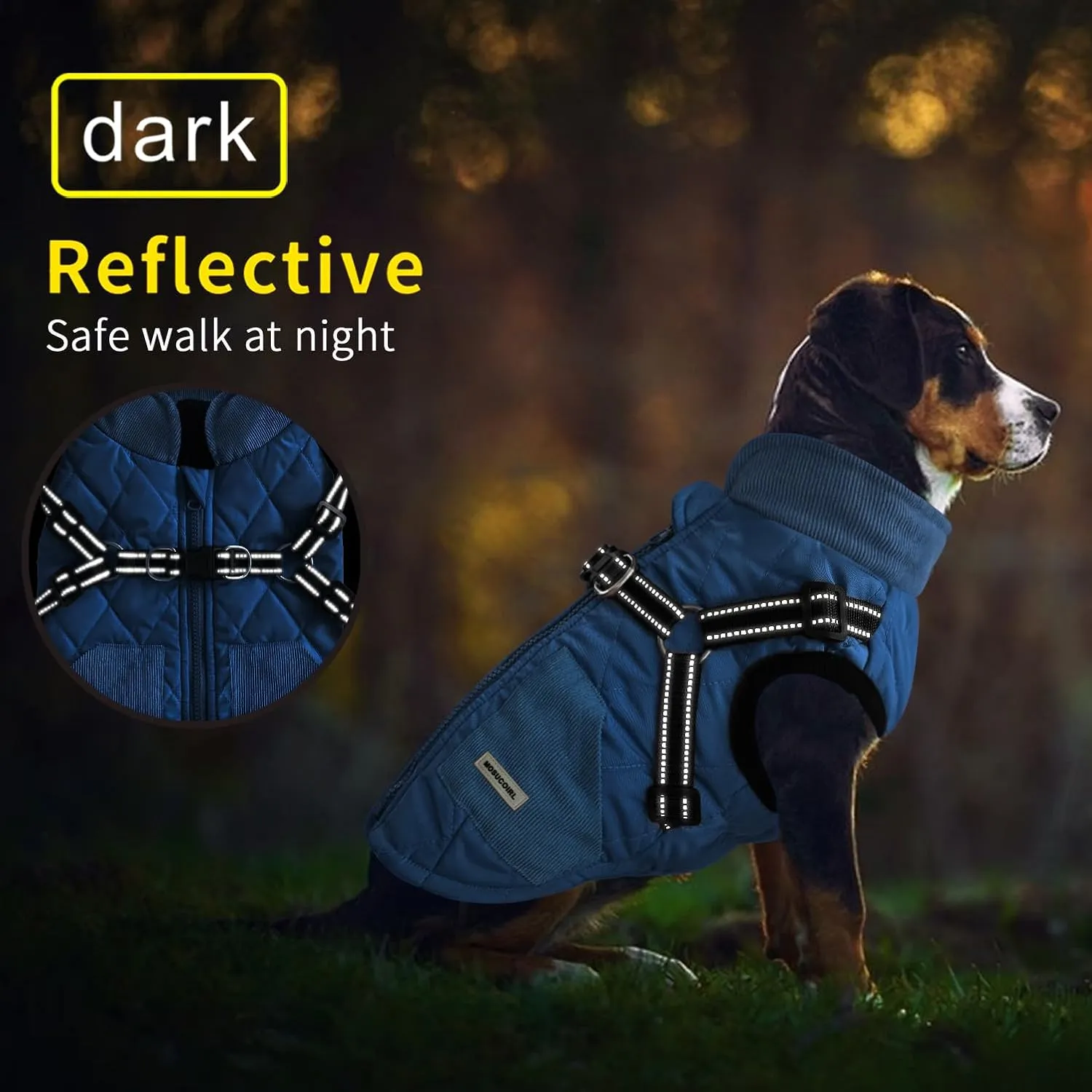 Mosucoirl Warm Dog Coats Pet Clothes, Waterproof Dogs Jacket Reflective Pet Outfits Winter Dog Cold Weather Coat Cozy Snow Jackets Vest for Small Medium Large Dogs Puppy Doggie