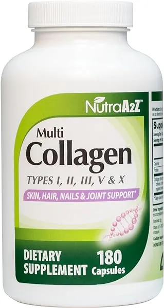Multi Collagen Pills 1735mg -180 Collagen Capsules (60 Servings) - Types I, II, III, V & X for Healthy Skin, Hair, Nails & Joint Support in Pakistan