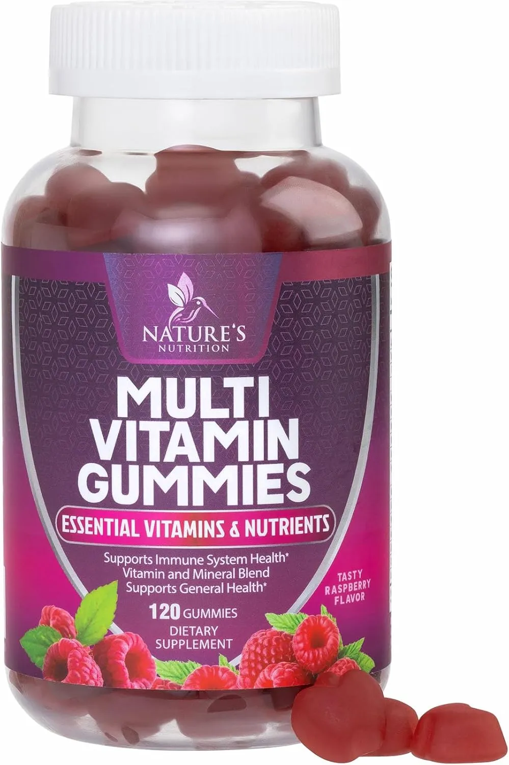 Multivitamin Gummies, Extra Strength Daily Multi Vitamin Gummy for Women & Men with Vitamins A, C, D, E, B6, B12, Zinc & Antioxidants Supplement for Immune Health Support, Non-GMO, Berry