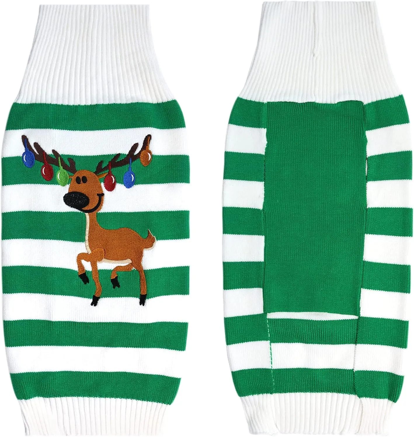 NACOCO Dog Sweater Pet Christmas Elk Bells Sweaters Halloween Reindeer for Small Dog and Cat(Green,XXS)