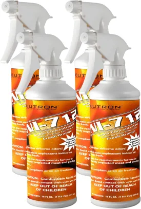 Neutron Industries NI-712 Fresh Orange Odor Eliminator Spray (4 bottles)  Powerful, Long-Lasting Odor Neutralizer  Instant Air Freshener for Home, Car & More  Pint-Sized (16 oz)