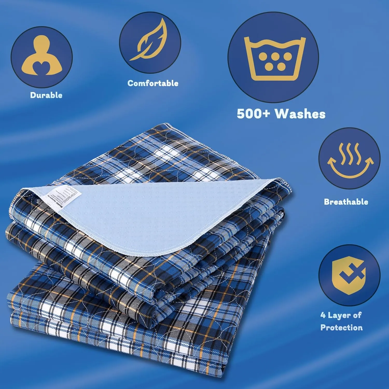 Non-Slip Bed Pads for Incontinence Washable (44" x 54"|2 Pack),Waterproof Bed Pads,Adult Washable Incontinence Bed Pads for Adults,Dog,Kids