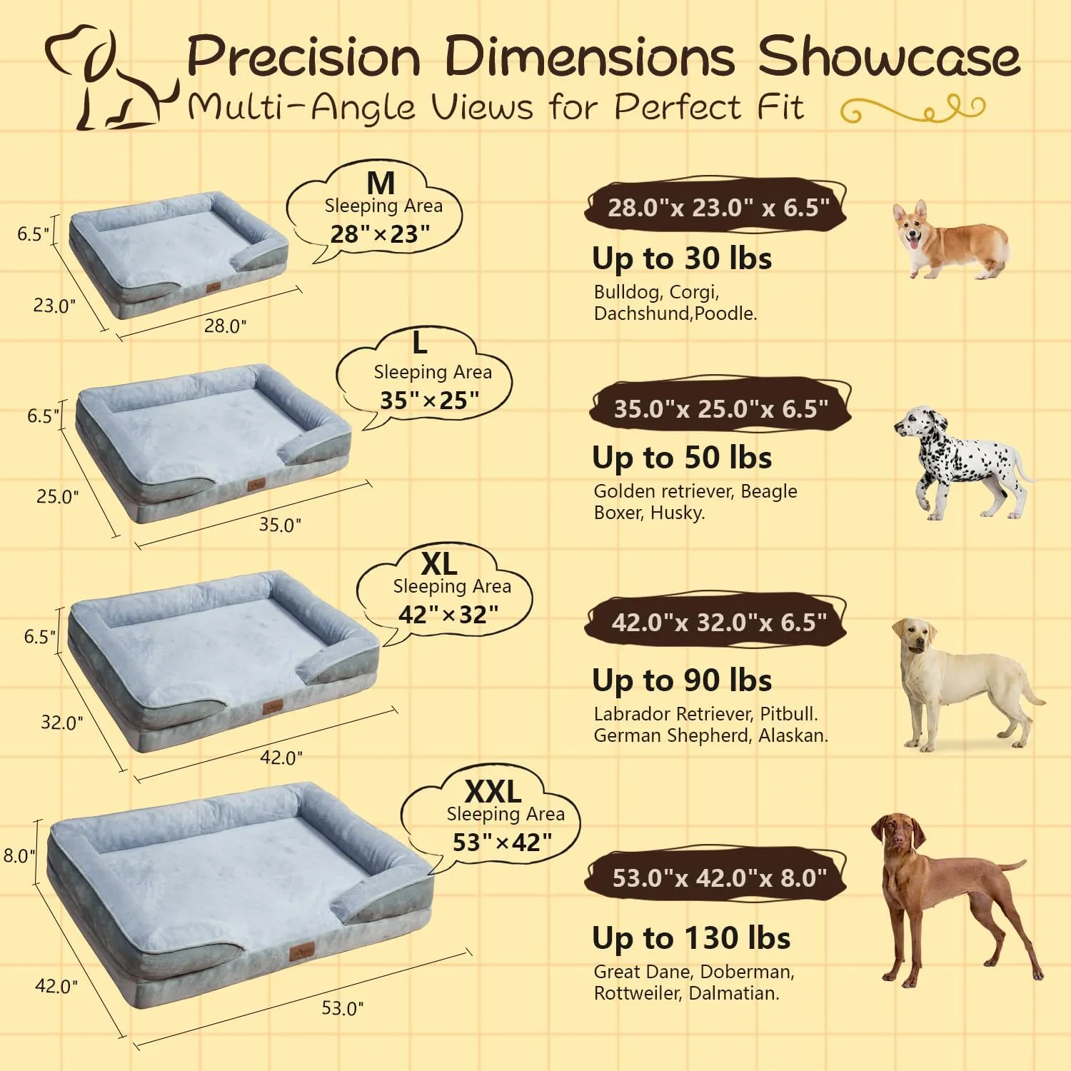 Orthopedic Dog Bed - High - Density Memory Foam, Leak - Proof Lining, Washable Zippered Cover, Durable Chew - Resistant & Non - Slip for Giant Breeds