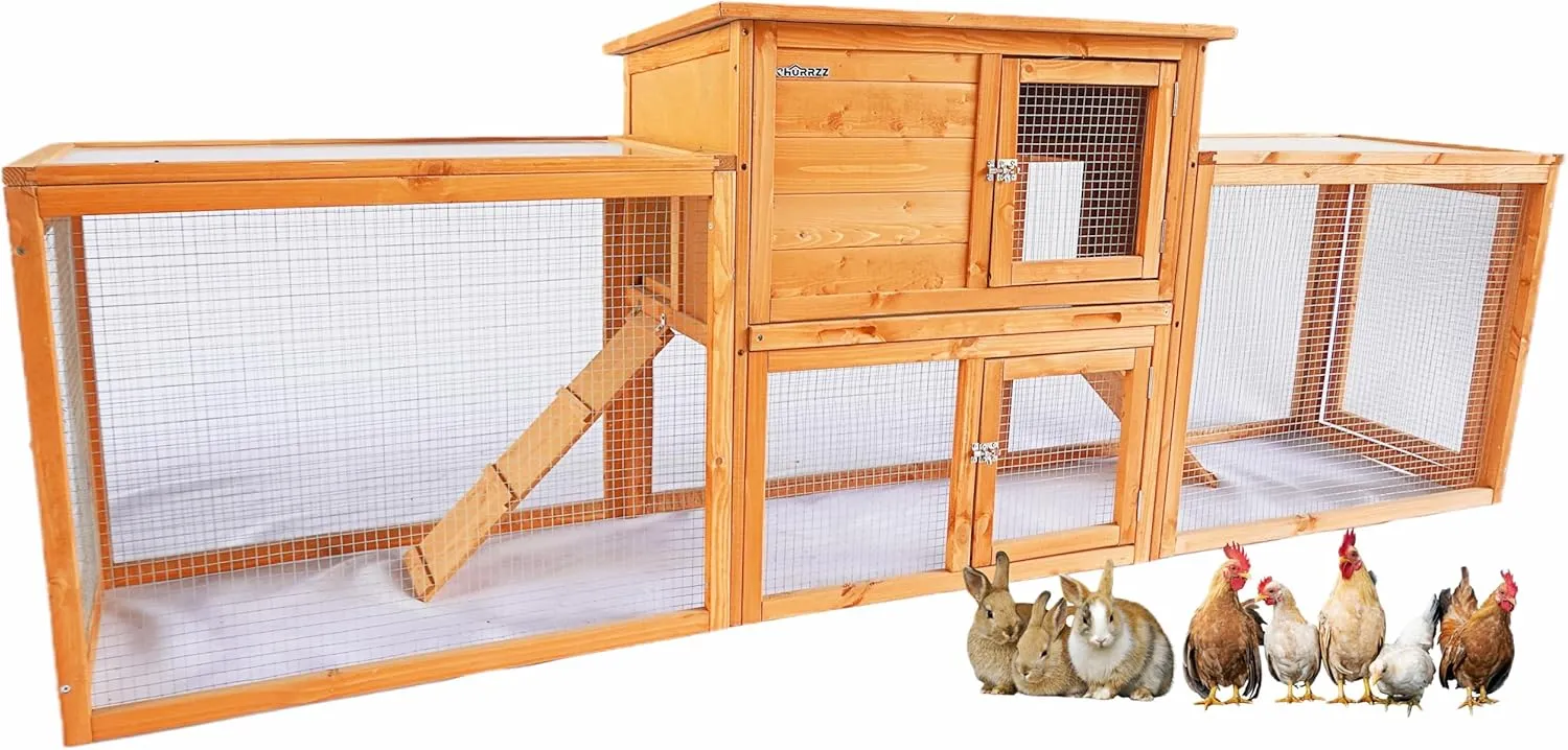 Outdoor Versatile Wooden Rabbit Cage with Removable Tray, Waterproof Roof, and Ramp for Small Animals,Chicken Coop 31.188.1918.5 Inches