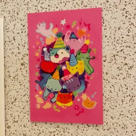 Party Hat Cat 5x7 Postcard