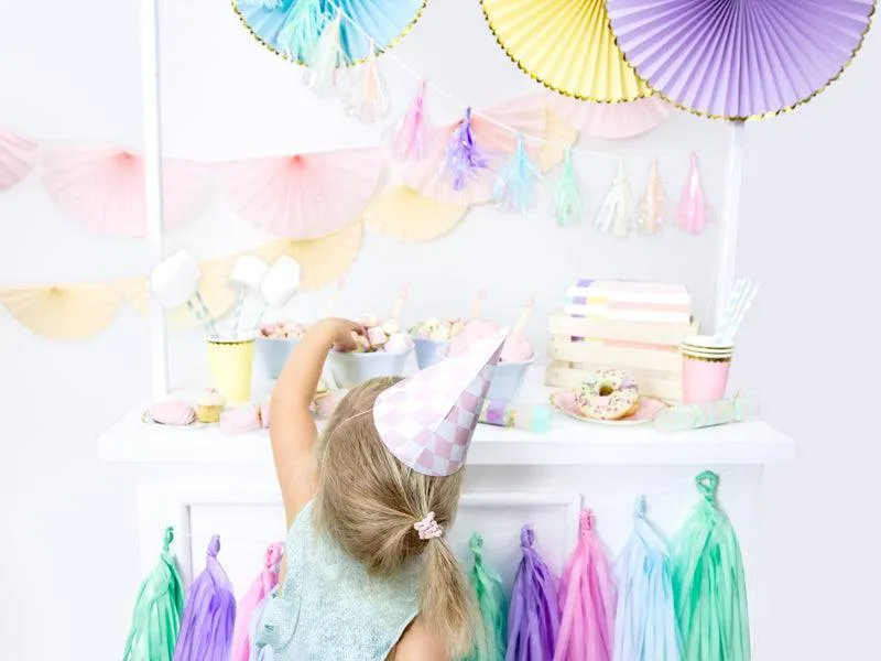 Pastel Diamond Birthday Party Hats - 6 pack S7024