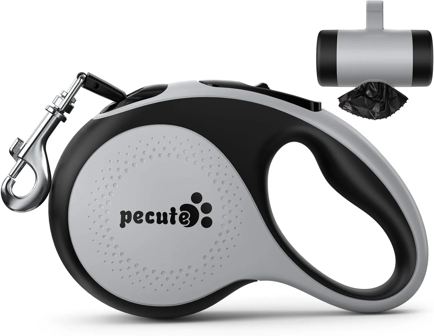 Pecute 26 ft Retractable Dog Leash, 360 Tangle-Free, Nylonup Leash, Heavy Duty Dog Leash with Anti-Slip Handle, Retractable Dog Leash Cord with Poop Bags Holder(Grey)