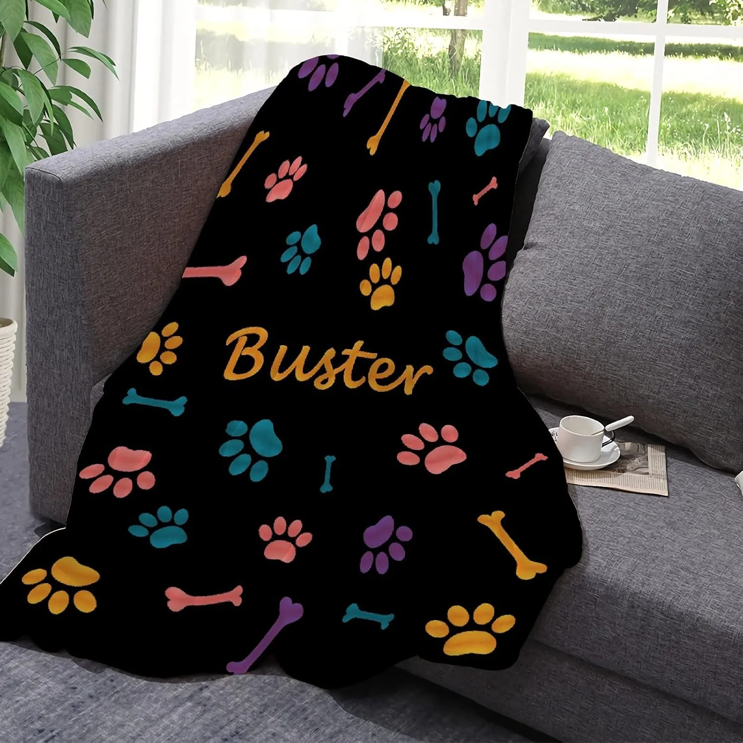 Personalized Blanket with Picture for Dog Paws,Custom Throw Blankets with Photos Collage, Soft Flannel Bed Blanket for Family Birthday Memorial Gifts 40"x30" for Pets