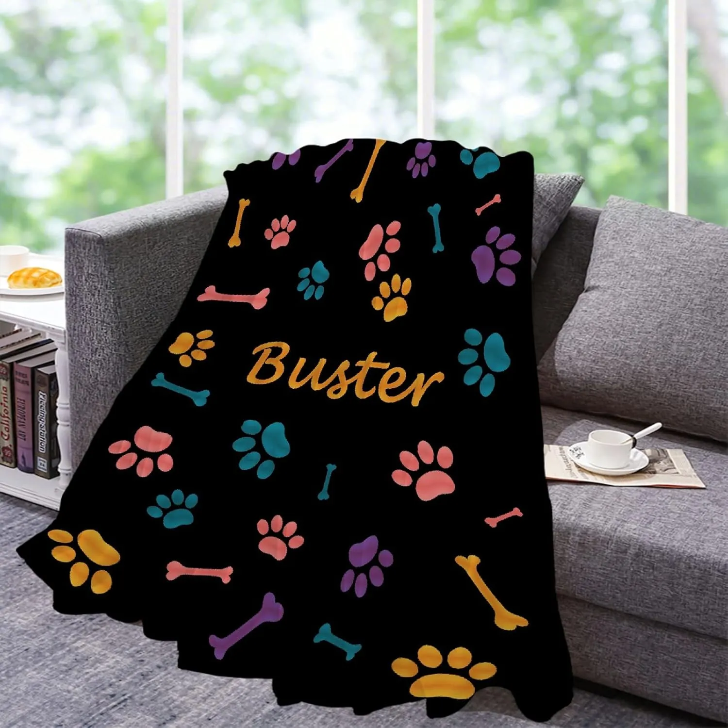 Personalized Blanket with Picture for Dog Paws,Custom Throw Blankets with Photos Collage, Soft Flannel Bed Blanket for Family Birthday Memorial Gifts 40"x30" for Pets