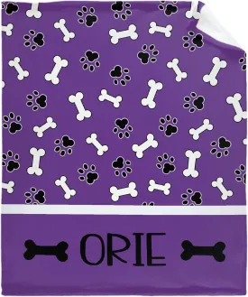 Personalized Photo Throw Blanket - Personalized Dog Blanket Paws Name and Bones for Kids/Adults/Family, Birthday Christmas Souvenir Gift 30"x40" for Toddlers Pets