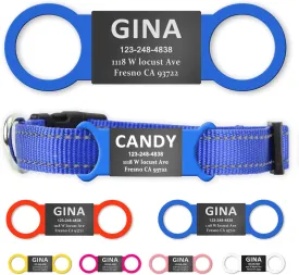 Personalized Stainless Steel Pet ID Tags for Dogs & Cats - Laser Engraved Slide-On Name Collar Tag - Silent Noise-Free Design - Colored Silicone Perfect Pet Collars GiftBlack Blue