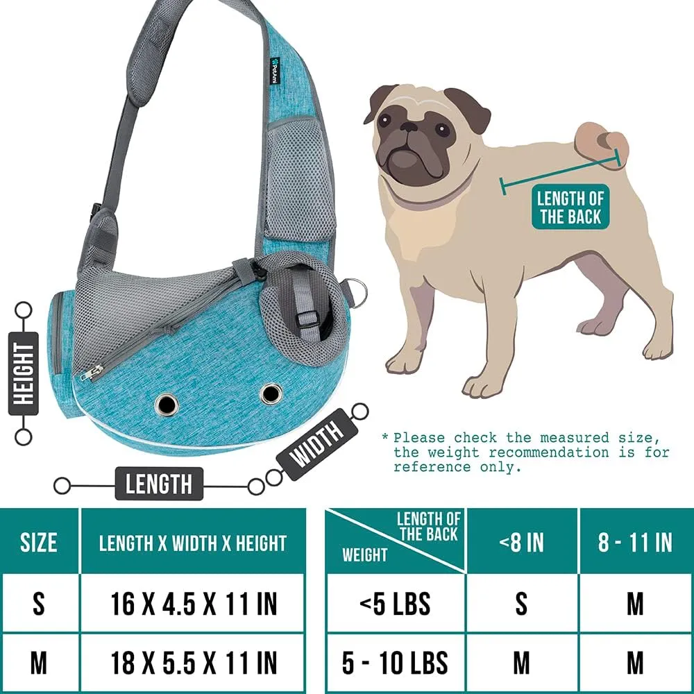 PetAmi Dog Sling Carrier for Small Dogs, Puppy Carrier Sling Purse, Dog Bags for Traveling, Carrying Bag to Wear Medium Cat, Adjustable Crossbody Pet Sling Travel, Poop Bag Dispenser, Max 5 lbs, Blue