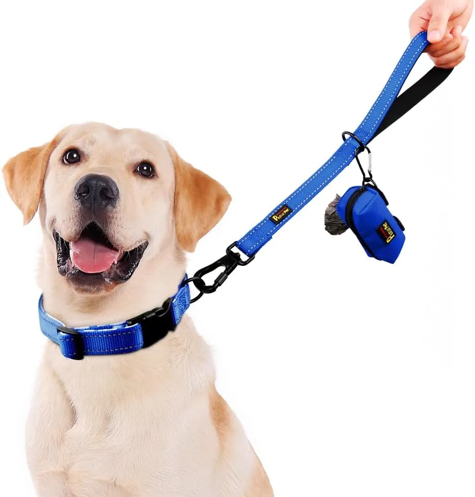 PLUTUS PET Short Training Dog Leash with Padded Handle for Medium Large Dogs,18 Inch Heavy Duty Strong Traffic Leash with Carabiner Clip for Climbing Walking or Guiding Blind(18Royal Blue)