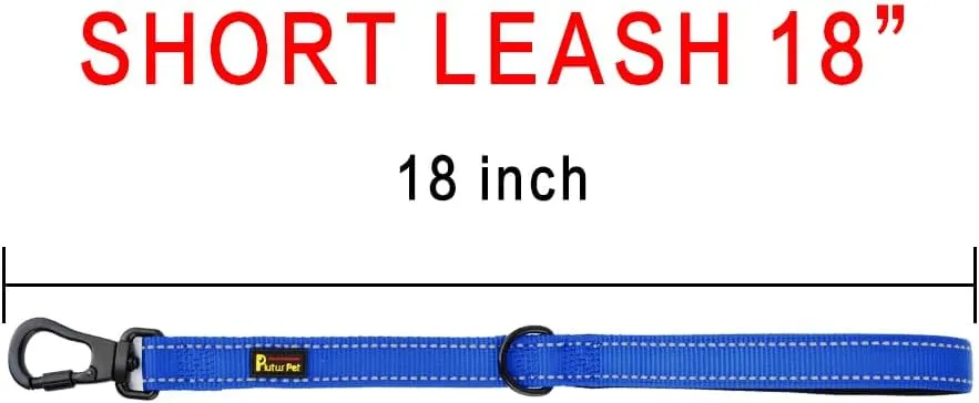 PLUTUS PET Short Training Dog Leash with Padded Handle for Medium Large Dogs,18 Inch Heavy Duty Strong Traffic Leash with Carabiner Clip for Climbing Walking or Guiding Blind(18Royal Blue)