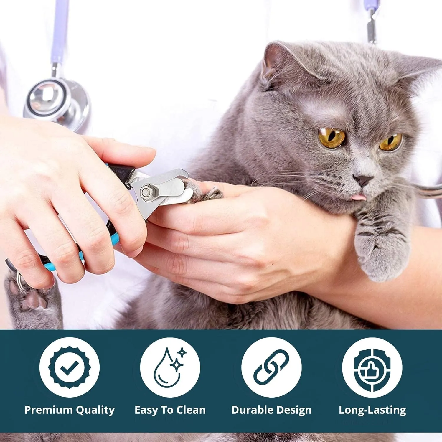 Premium Dog Nail Trimmer (Large, Size) for Small to Medium Dogs & Cats  Extra Sharp Blade for Thick Nails | Cat Claw Clipper with Durable Spring & Safety Guard to Prevent Overcutting