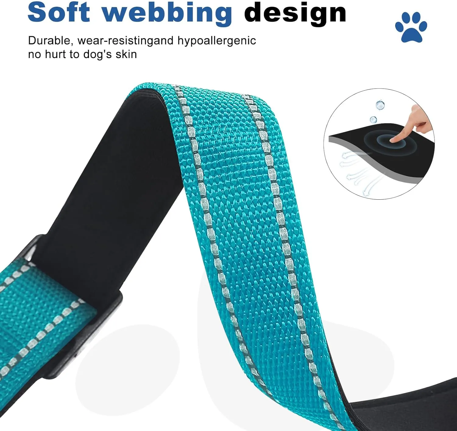 Reflective Martingale Dog Collars. Dog Collar with Quick Release Buckle. Adjustable Soft Padded Breathable Nylon Pet Collar Suitable for Puppies for Small Medium Large Dogs.