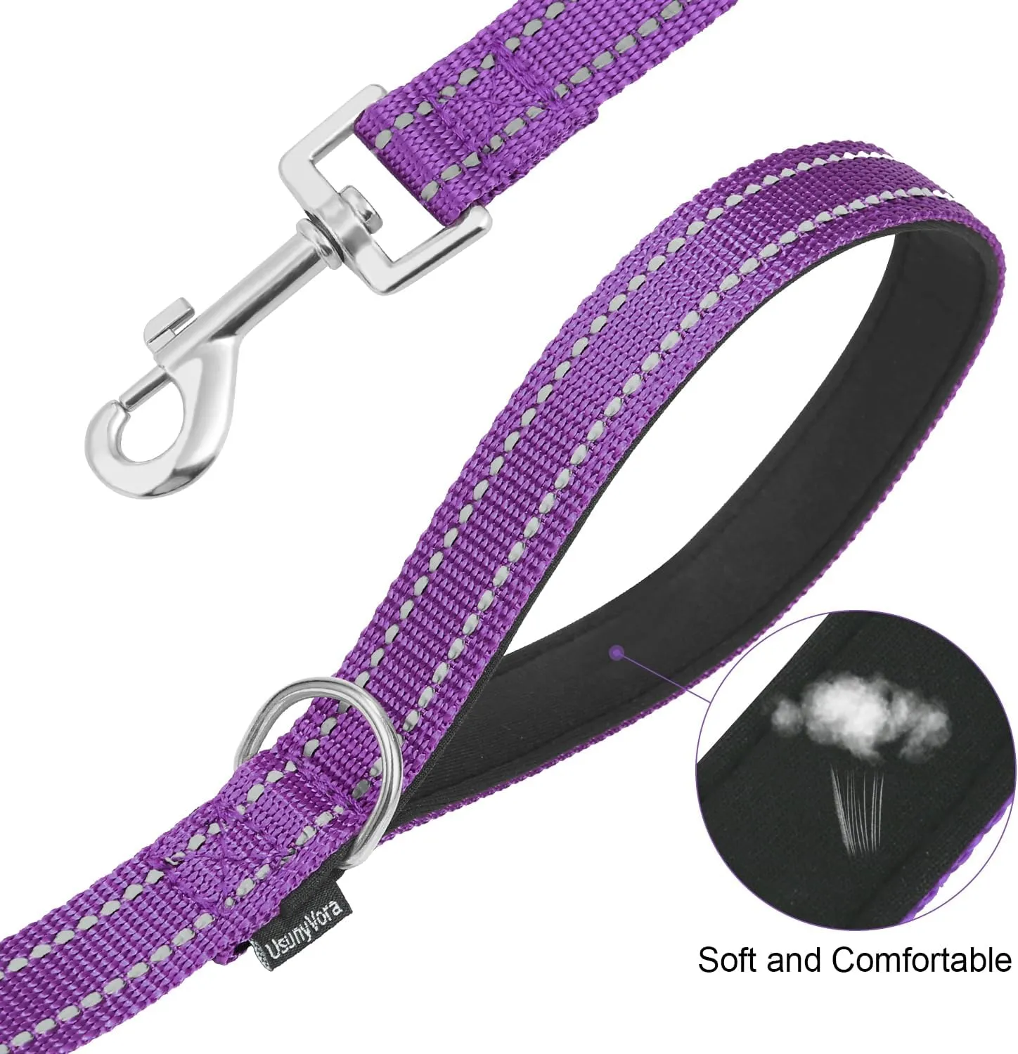 Reflective Nylon Dog Leash for Walking,Strong Dog Leash with Padded Handle for Puppy and Small Dogs,6 FT,Purple