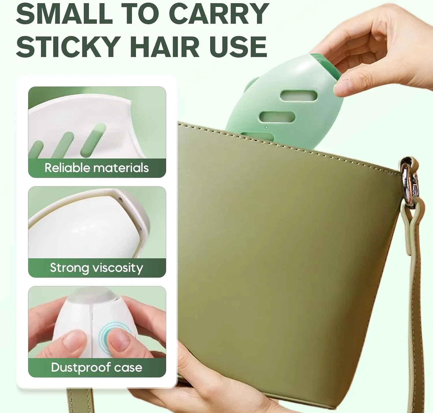 Reusable Silicone Lint Roller, 2025 Upgraded Washable Sticky Lint Roller Powerful Adhesion for Pet Hair and Dust Removal, Portable Home Travel Lint Remover for Clothes Bed Sofa (1pcsGreen)