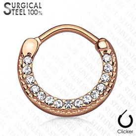 Round Top 316L Surgical Steel WildKlass Septum Clickers with Lined Crystals