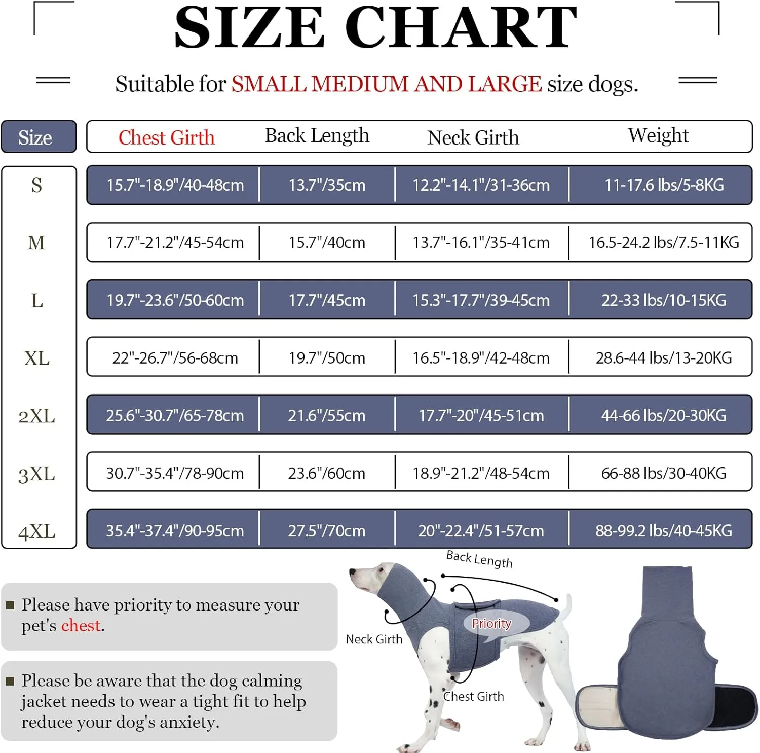 ROZKITCH Dog Compression Shirt Anxiety, Soft Fleece Pullover Pajamas, Pet Windproof Dog Noise Cancelling, Head and Neck Cover, Calming Jacket Blue 4XL