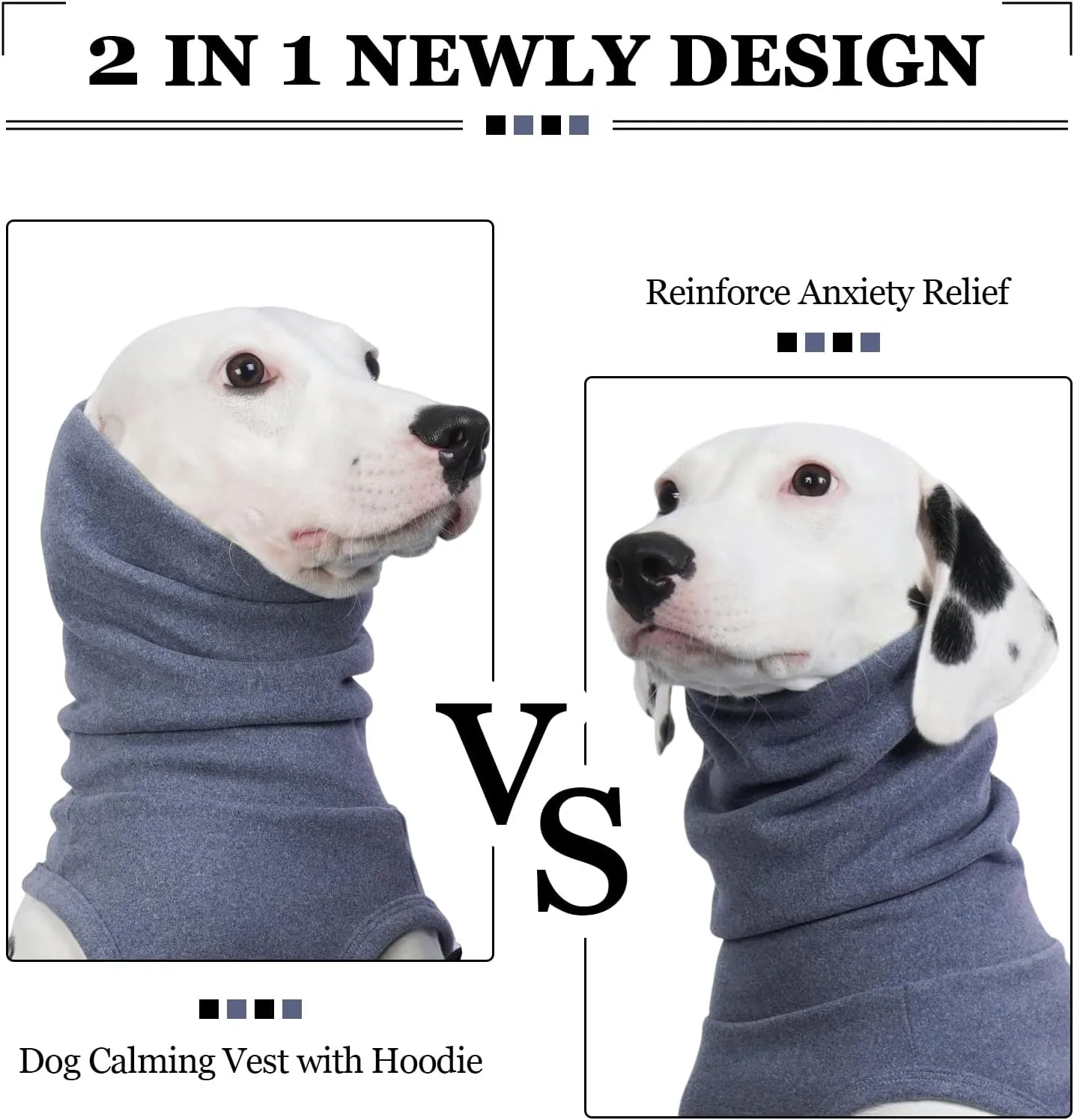 ROZKITCH Dog Compression Shirt Anxiety, Soft Fleece Pullover Pajamas, Pet Windproof Dog Noise Cancelling, Head and Neck Cover, Calming Jacket Blue 4XL