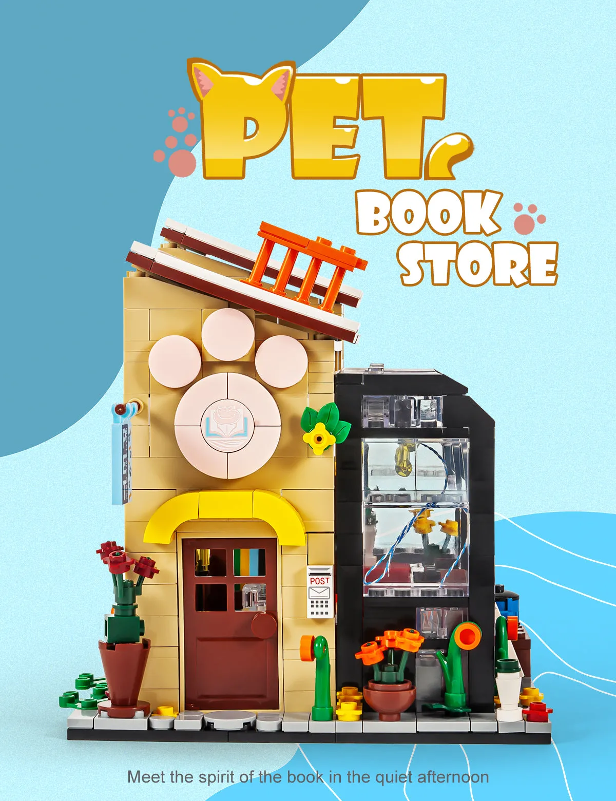 SEMKY City Series Pet House Building Blocks Set with LED Lights, (640Pieces) Creative House Model Gifts for Kid and adult