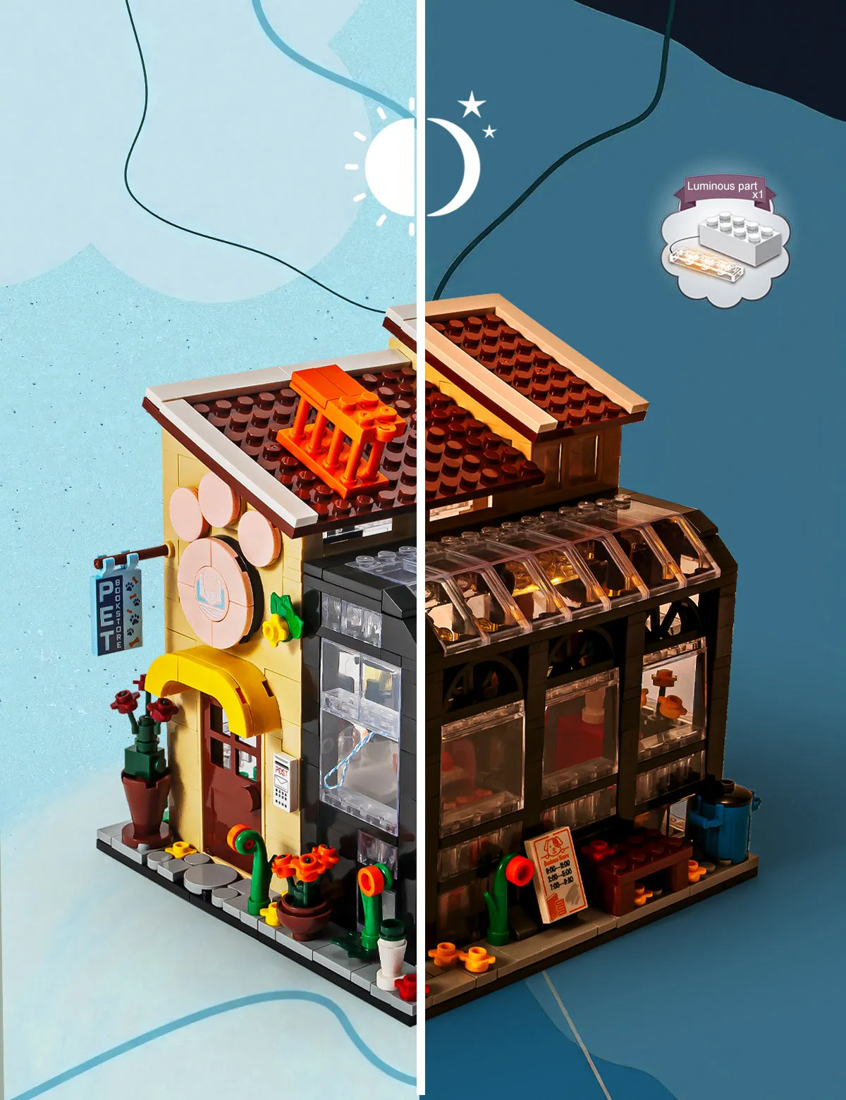 SEMKY City Series Pet House Building Blocks Set with LED Lights, (640Pieces) Creative House Model Gifts for Kid and adult