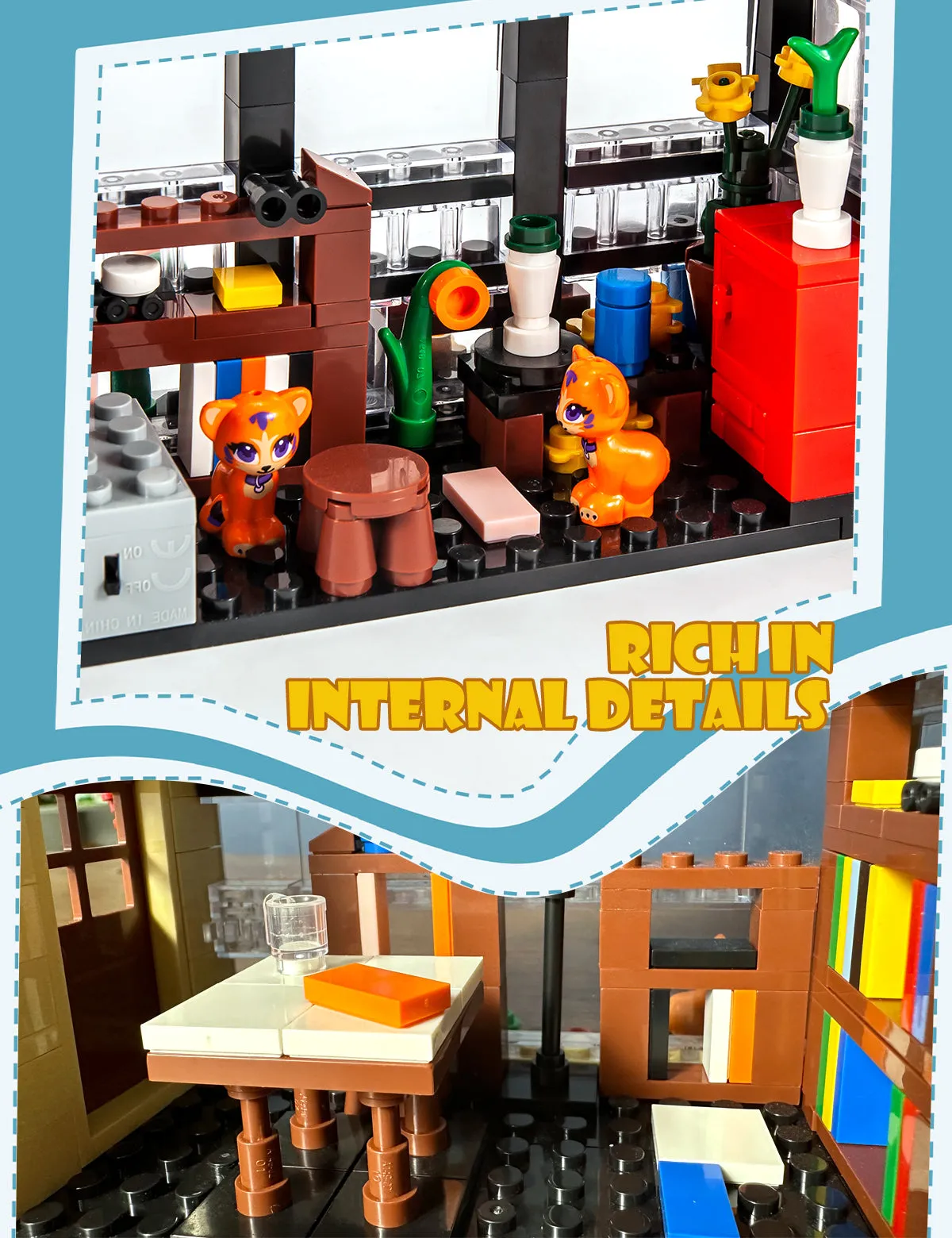 SEMKY City Series Pet House Building Blocks Set with LED Lights, (640Pieces) Creative House Model Gifts for Kid and adult