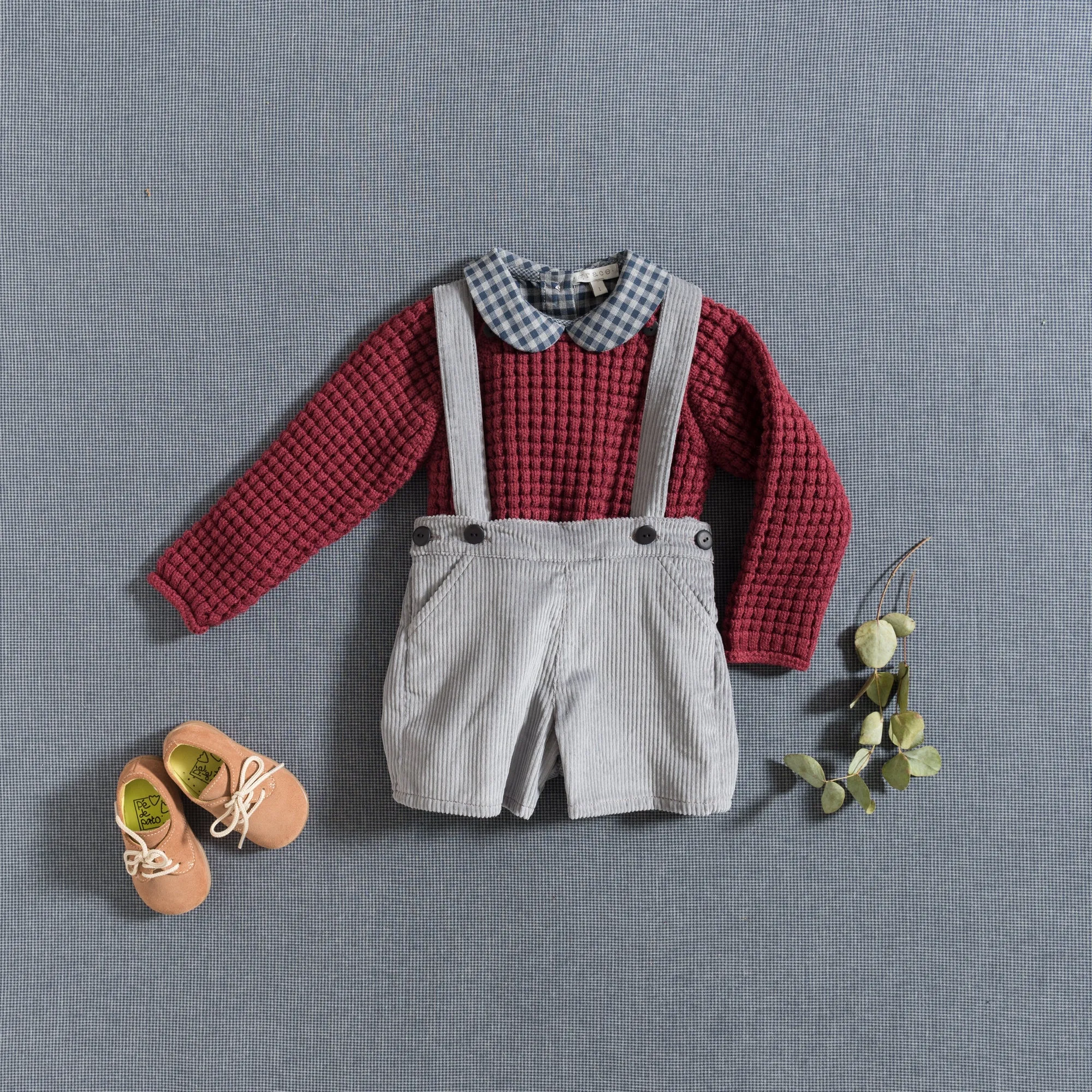 SHORTS W/ STRAPS / GREY CORDUROY