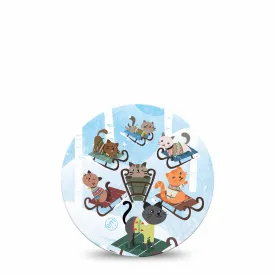 Sledding Cats In Sweaters Dexcom G7 and Stelo Overpatch