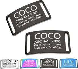 Slide-On Pet ID Tag,Silent Collar Tag for Dog and Cat Collars,Curved Personalized Engraved Tag,Custom Stainless Steel Chew-Proof Tags,4 Sizes,Glossy Finish Black,Christmas Gift,Closed Ends
