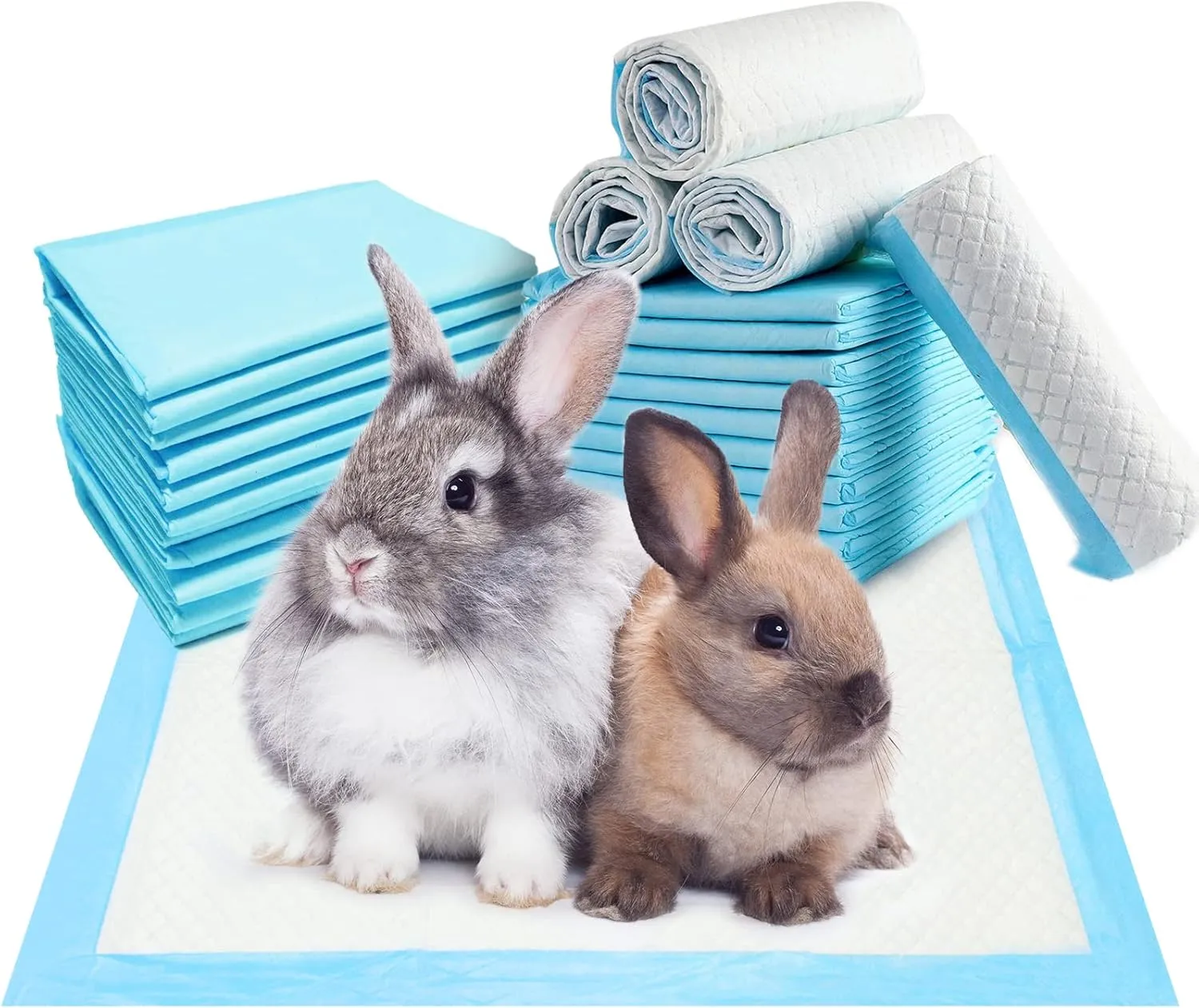 Tfwadmx 100 Pcs Rabbit Pee Pads Disposable Cage Liners Leak-Proof Super Absorbent Potty Training Pad for Puppy Guinea Pigs Hedgehog Hamsters Chinchillas Cats and Other Small Animals