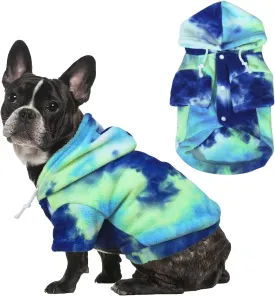 Tie Dye Dog Hoodie, Winter Coat for Small Dogs - Ultra-Soft Adjustable Warm Hood, Breathable Comfort Fabric for Daily Use