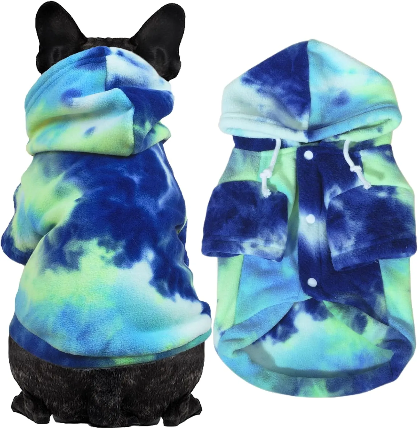 Tie Dye Dog Hoodie, Winter Coat for Small Dogs - Ultra-Soft Adjustable Warm Hood, Breathable Comfort Fabric for Daily Use