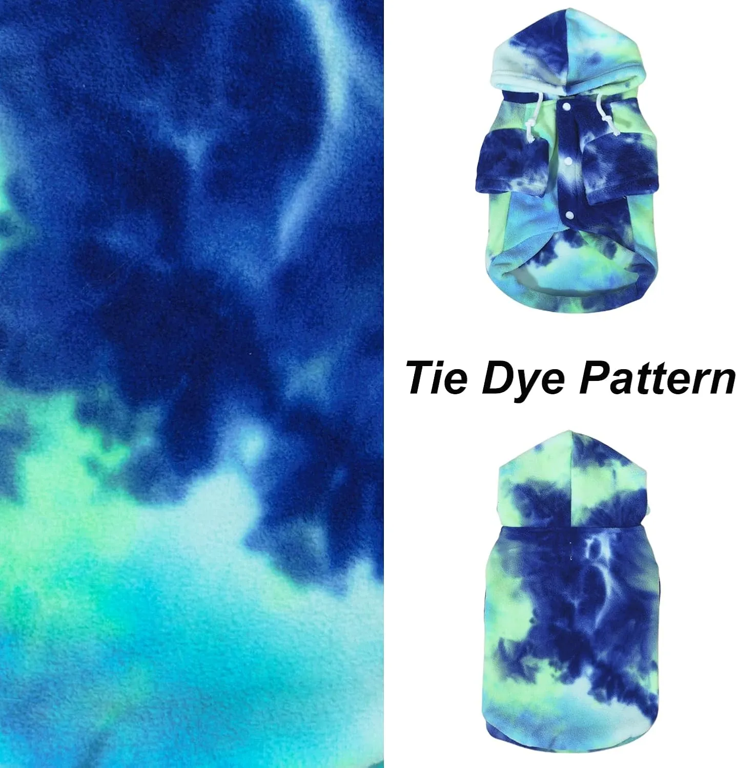 Tie Dye Dog Hoodie, Winter Coat for Small Dogs - Ultra-Soft Adjustable Warm Hood, Breathable Comfort Fabric for Daily Use